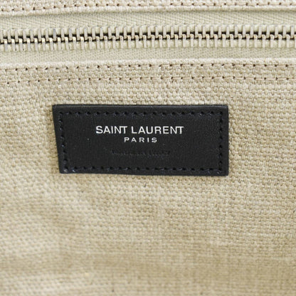 YVES SAINT LAURENT Rive Gauche Small Linen Leather Tote Griege