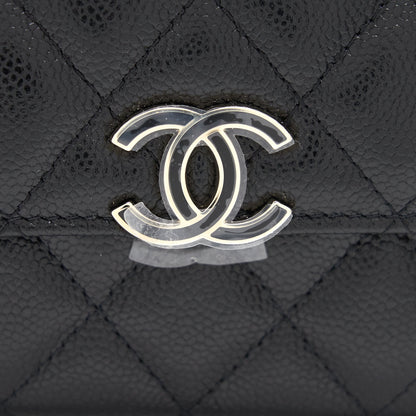 Chanel Caviar Small Flap Wallet With Chain