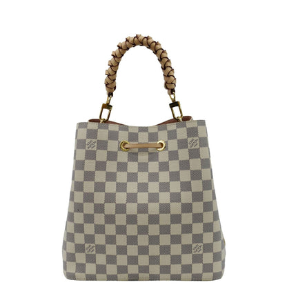 LOUIS VUITTON Neonoe Braided Handle Damier Azur Crossbody Bag White