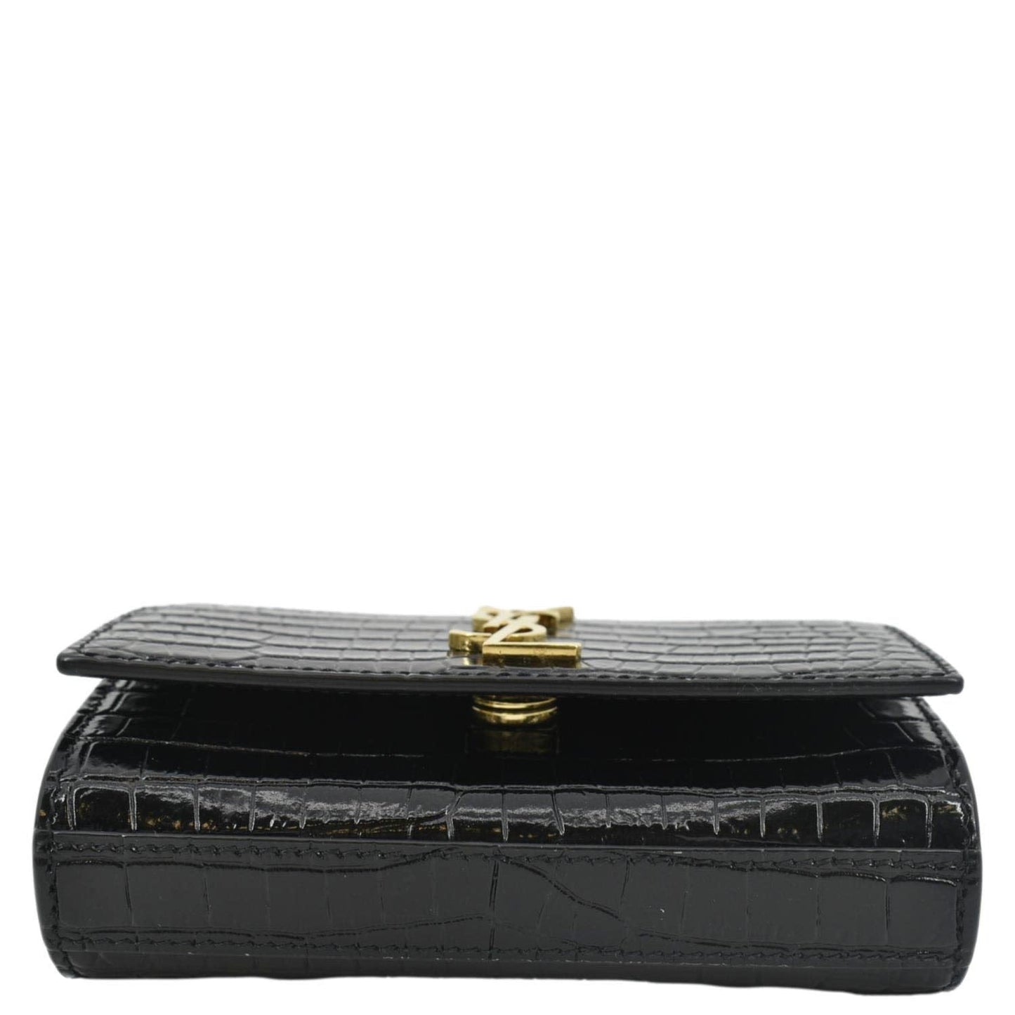 YVES SAINT LAURENT Kate Crocodile Embossed Leather Belt Bag Black