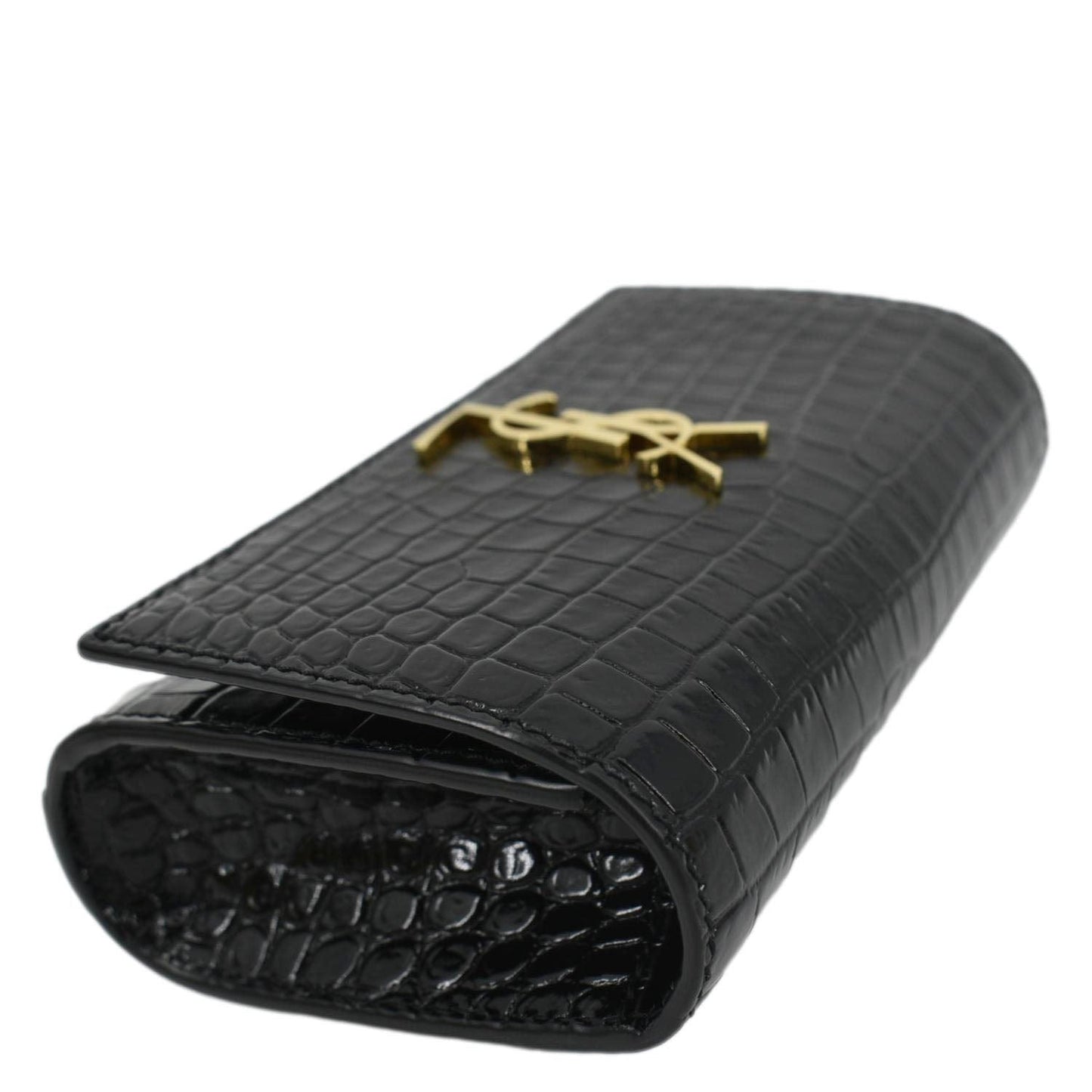 YVES SAINT LAURENT Kate Crocodile Embossed Leather Belt Bag Black