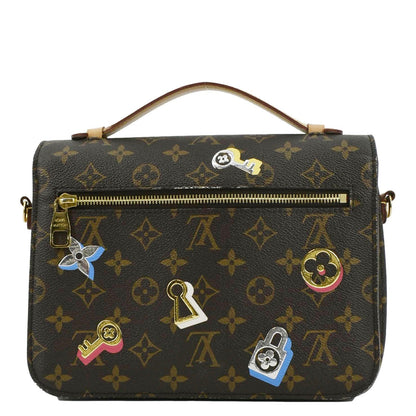 LOUIS VUITTON Lovelock Metis Pochette Patches Monogram Canvas Crossbody Bag Brown