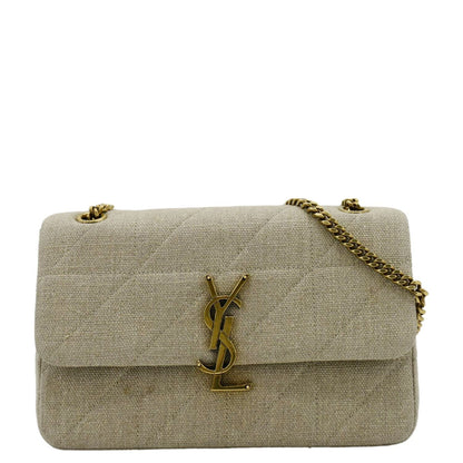 YVES SAINT LAURENT Patchwork Jamie Jersey Wool Shoulder Bag Beige