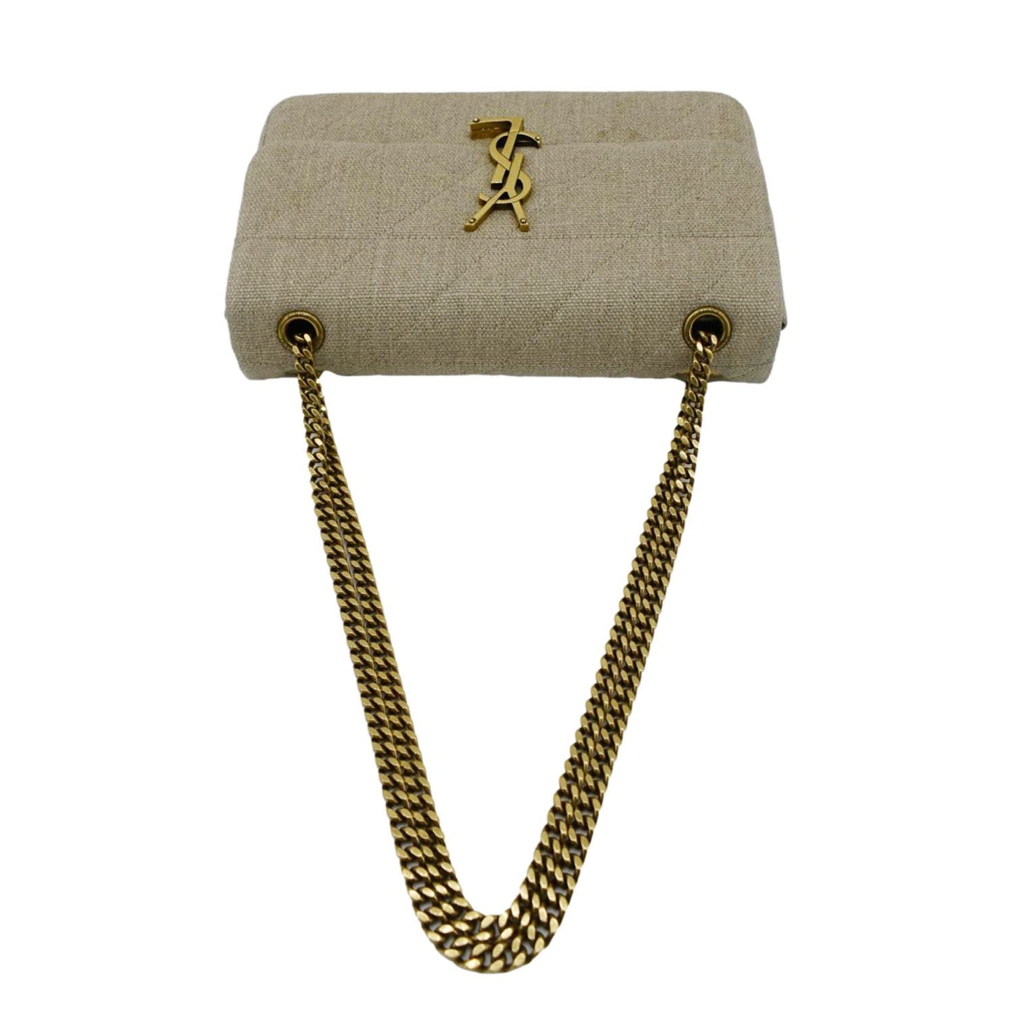 YVES SAINT LAURENT Patchwork Jamie Jersey Wool Shoulder Bag Beige