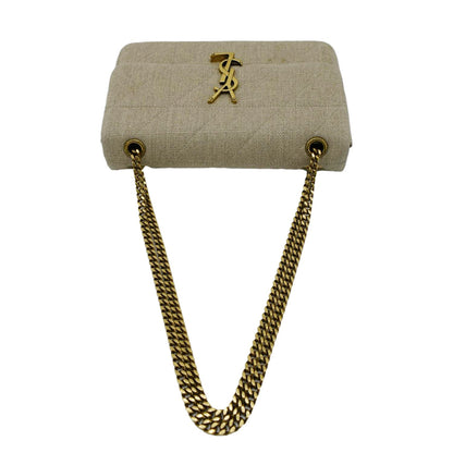 YVES SAINT LAURENT Patchwork Jamie Jersey Wool Shoulder Bag Beige