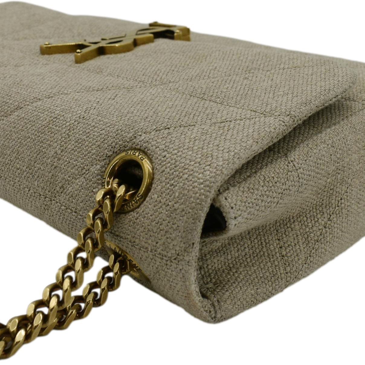 YVES SAINT LAURENT Patchwork Jamie Jersey Wool Shoulder Bag Beige