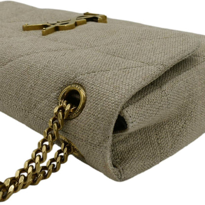 YVES SAINT LAURENT Patchwork Jamie Jersey Wool Shoulder Bag Beige