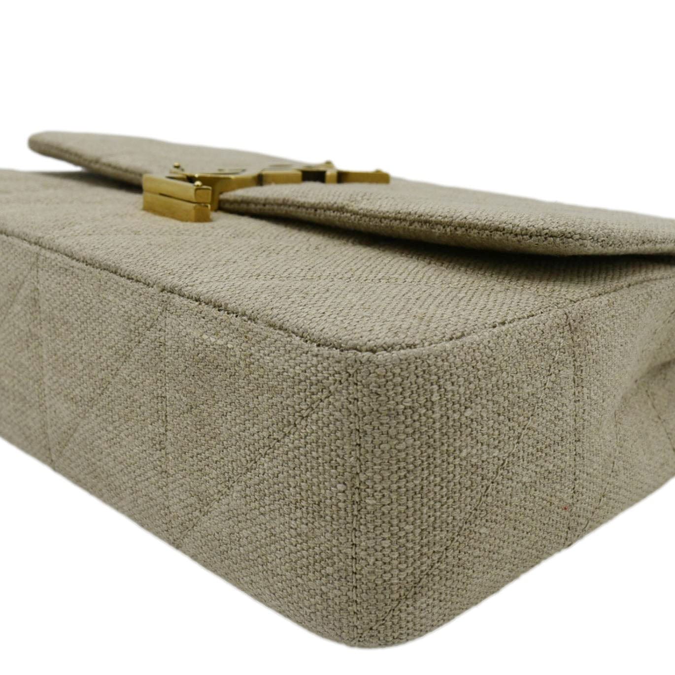 YVES SAINT LAURENT Patchwork Jamie Jersey Wool Shoulder Bag Beige