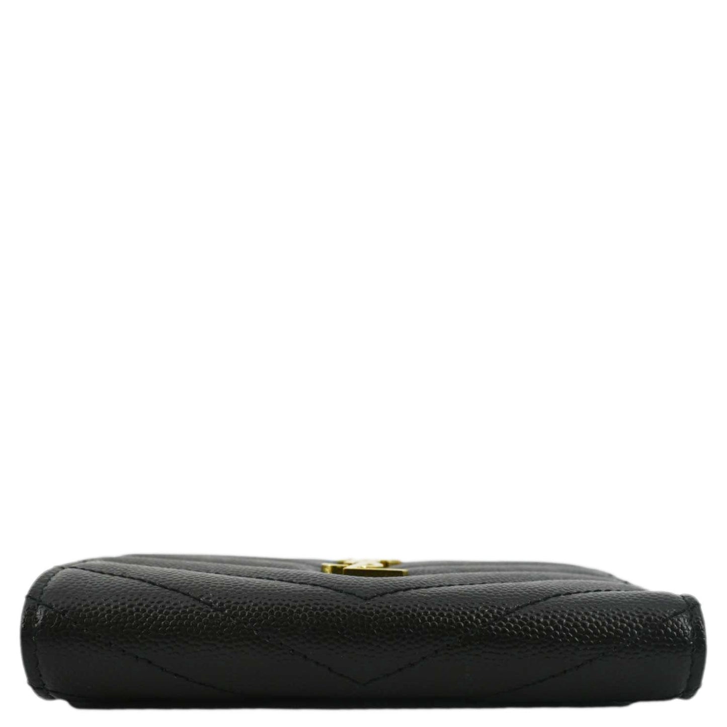 YVES SAINT LAURENT Monogram Compact Leather Zip Wallet Black
