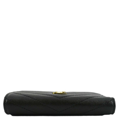 YVES SAINT LAURENT Monogram Compact Leather Zip Wallet Black