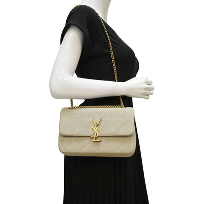 YVES SAINT LAURENT Patchwork Jamie Jersey Wool Shoulder Bag Beige