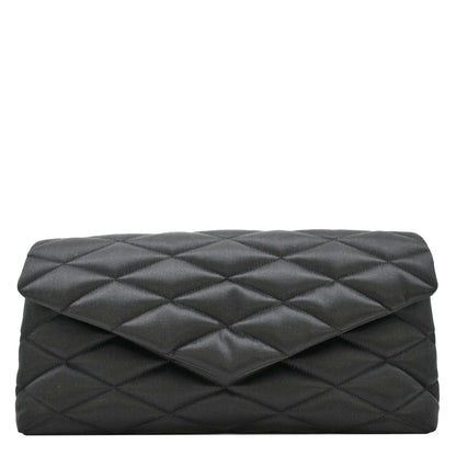 YVES SAINT LAURENT Sade Large Satin Clutch Black