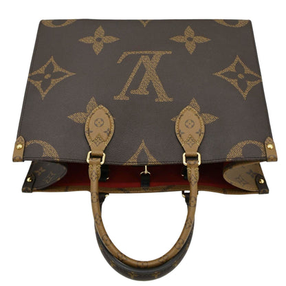 LOUIS VUITTON Onthego MM Giant Monogram Reverse Canvas Tote Bag Brown