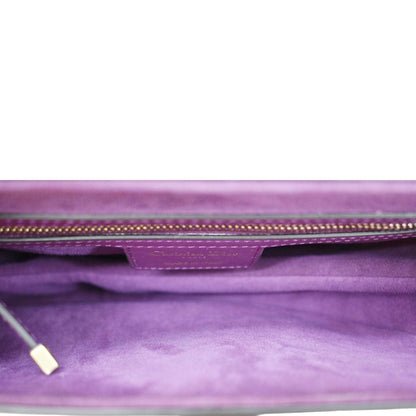 CHRISTIAN DIOR Saddle Leather Satchel Bag Mulberry