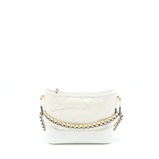 Chanel Small Gabrielle Hobo Bag Calfskin White Multicolour Hardware