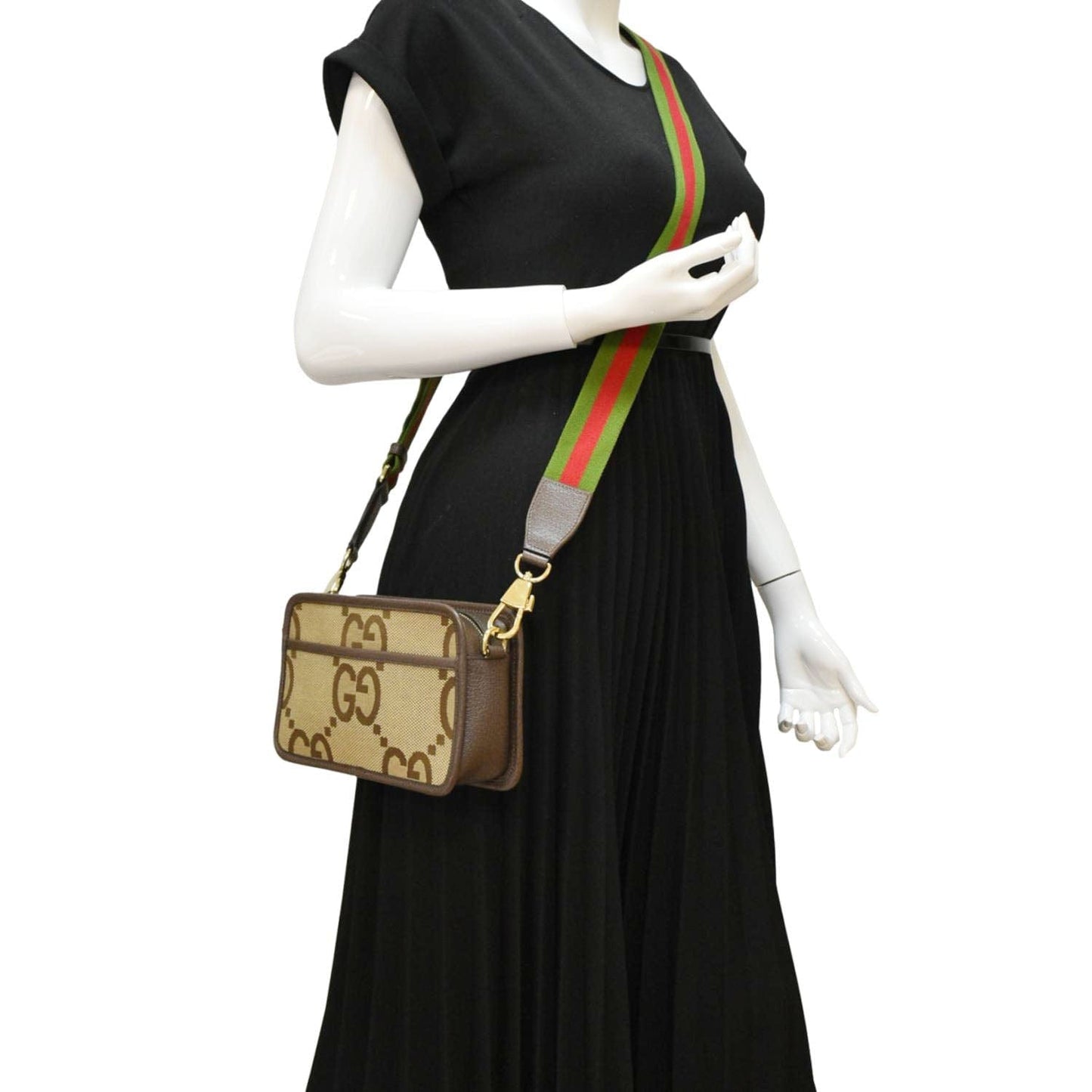 GUCCI Mini Jumbo GG Canvas Crossbody Bag Beige 696075