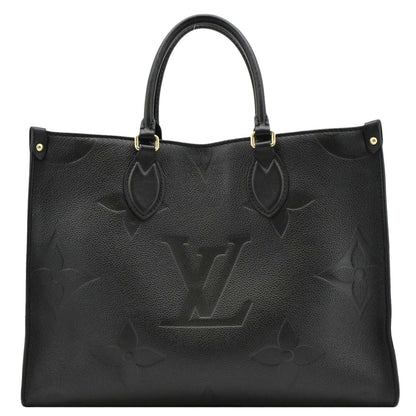 LOUIS VUITTON Onthego MM Giant Monogram Empreinte Leather Tote Bag Black