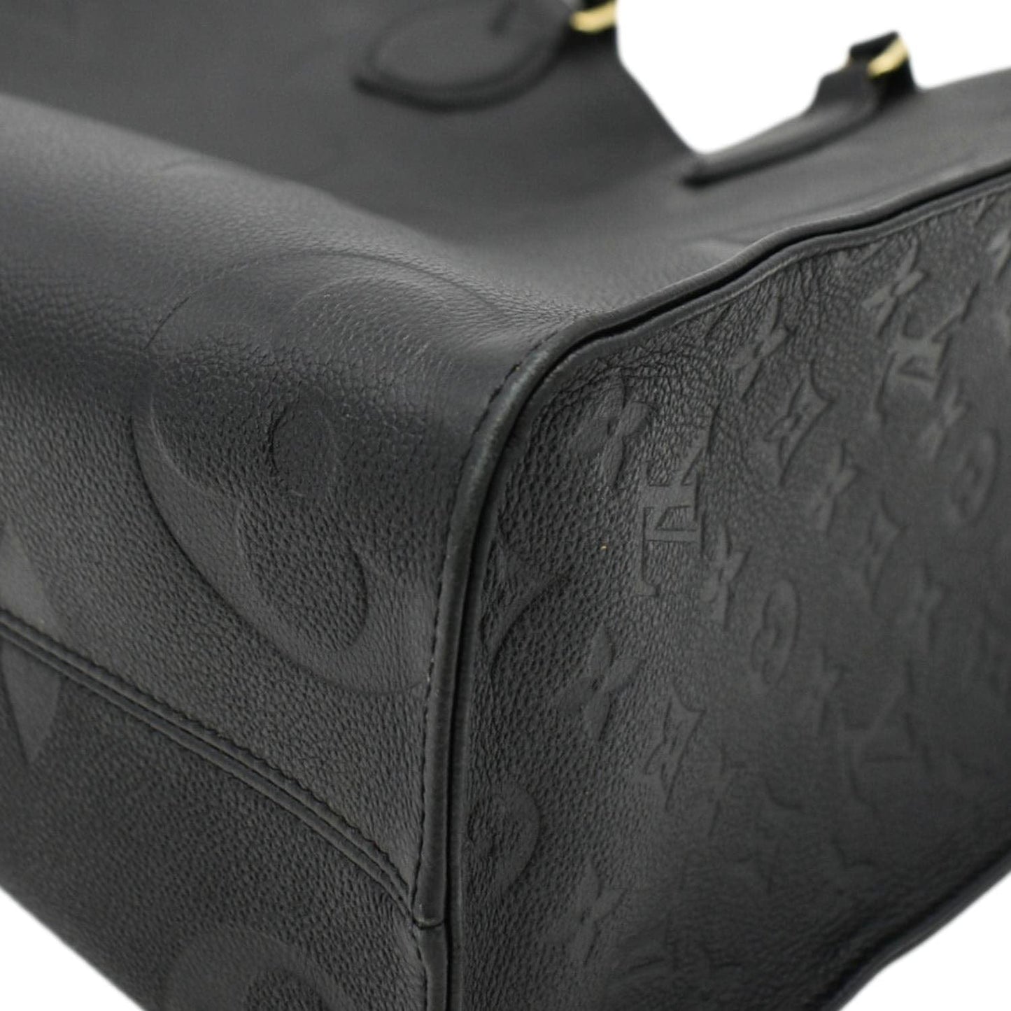 LOUIS VUITTON Onthego MM Giant Monogram Empreinte Leather Tote Bag Black