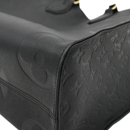 LOUIS VUITTON Onthego MM Giant Monogram Empreinte Leather Tote Bag Black