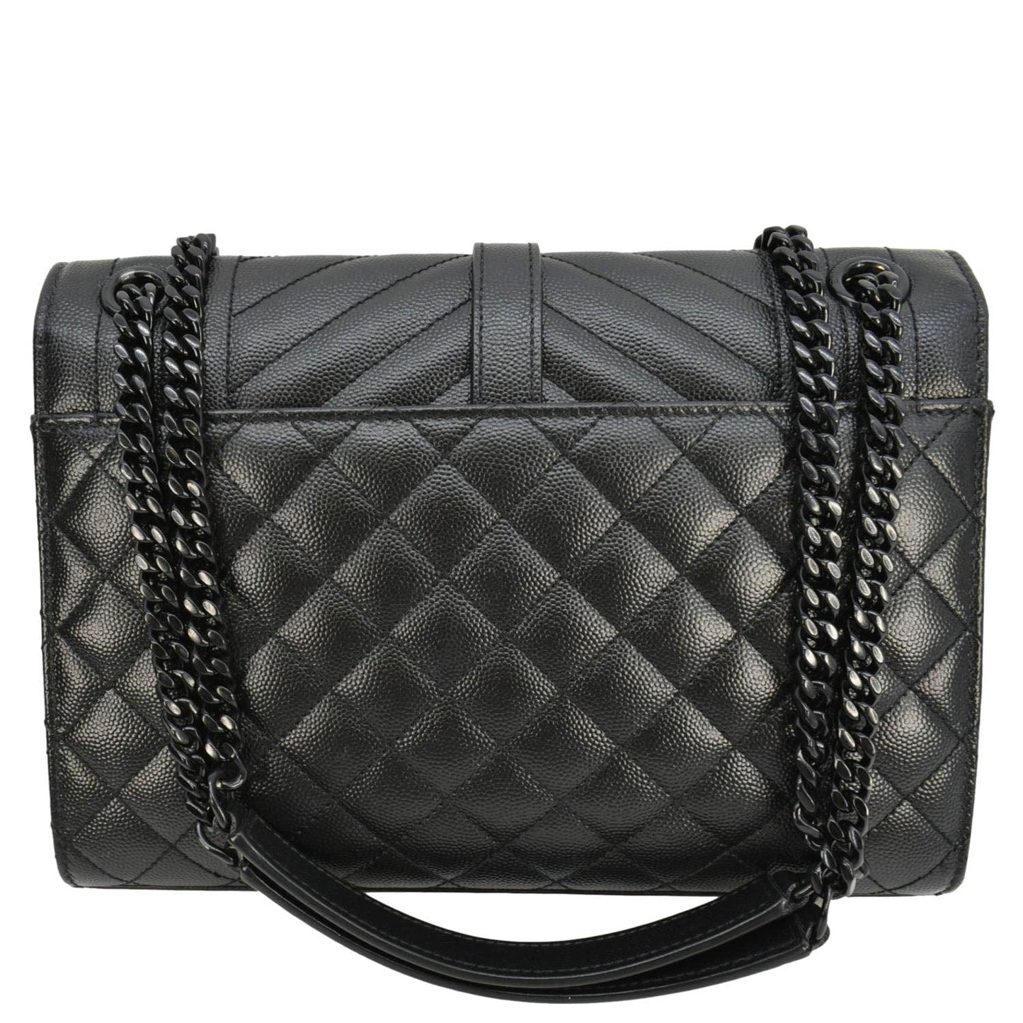 YVES SAINT LAURENT Envelope Medium Mixed Matelasse Leather Shoulder Bag Black