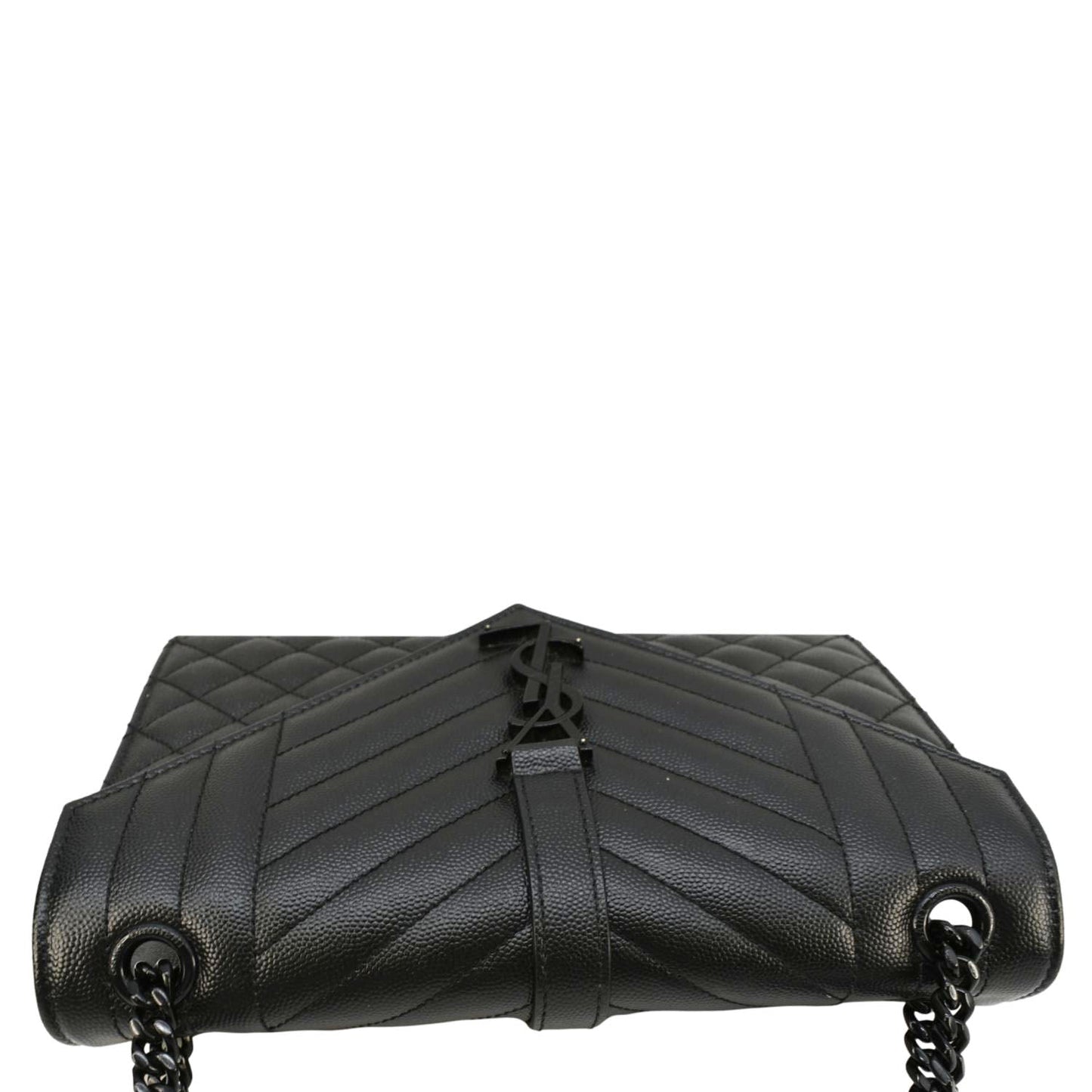 YVES SAINT LAURENT Envelope Medium Mixed Matelasse Leather Shoulder Bag Black