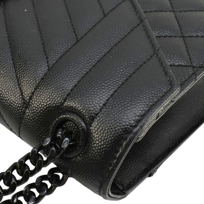YVES SAINT LAURENT Envelope Medium Mixed Matelasse Leather Shoulder Bag Black