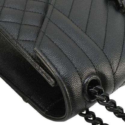 YVES SAINT LAURENT Envelope Medium Mixed Matelasse Leather Shoulder Bag Black