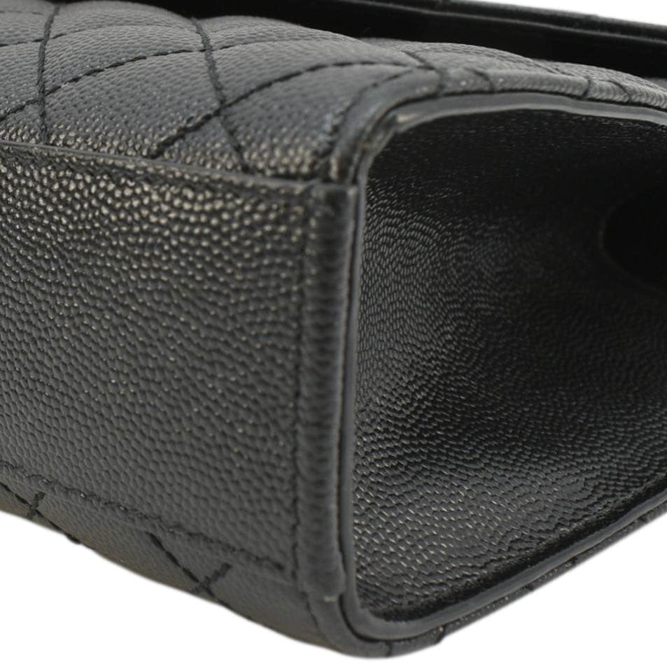 YVES SAINT LAURENT Envelope Medium Mixed Matelasse Leather Shoulder Bag Black