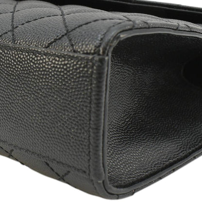 YVES SAINT LAURENT Envelope Medium Mixed Matelasse Leather Shoulder Bag Black