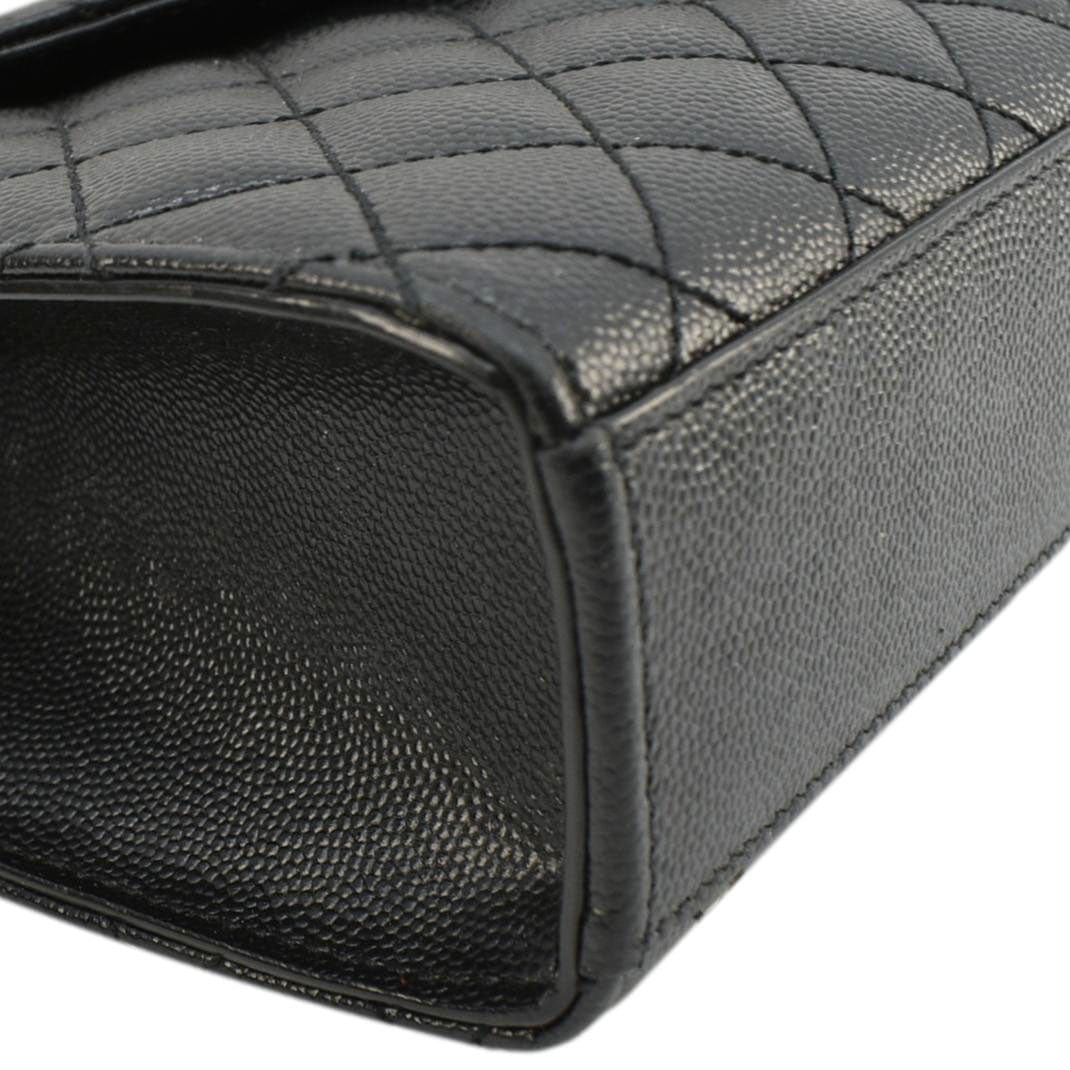 YVES SAINT LAURENT Envelope Medium Mixed Matelasse Leather Shoulder Bag Black