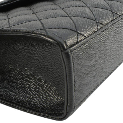 YVES SAINT LAURENT Envelope Medium Mixed Matelasse Leather Shoulder Bag Black