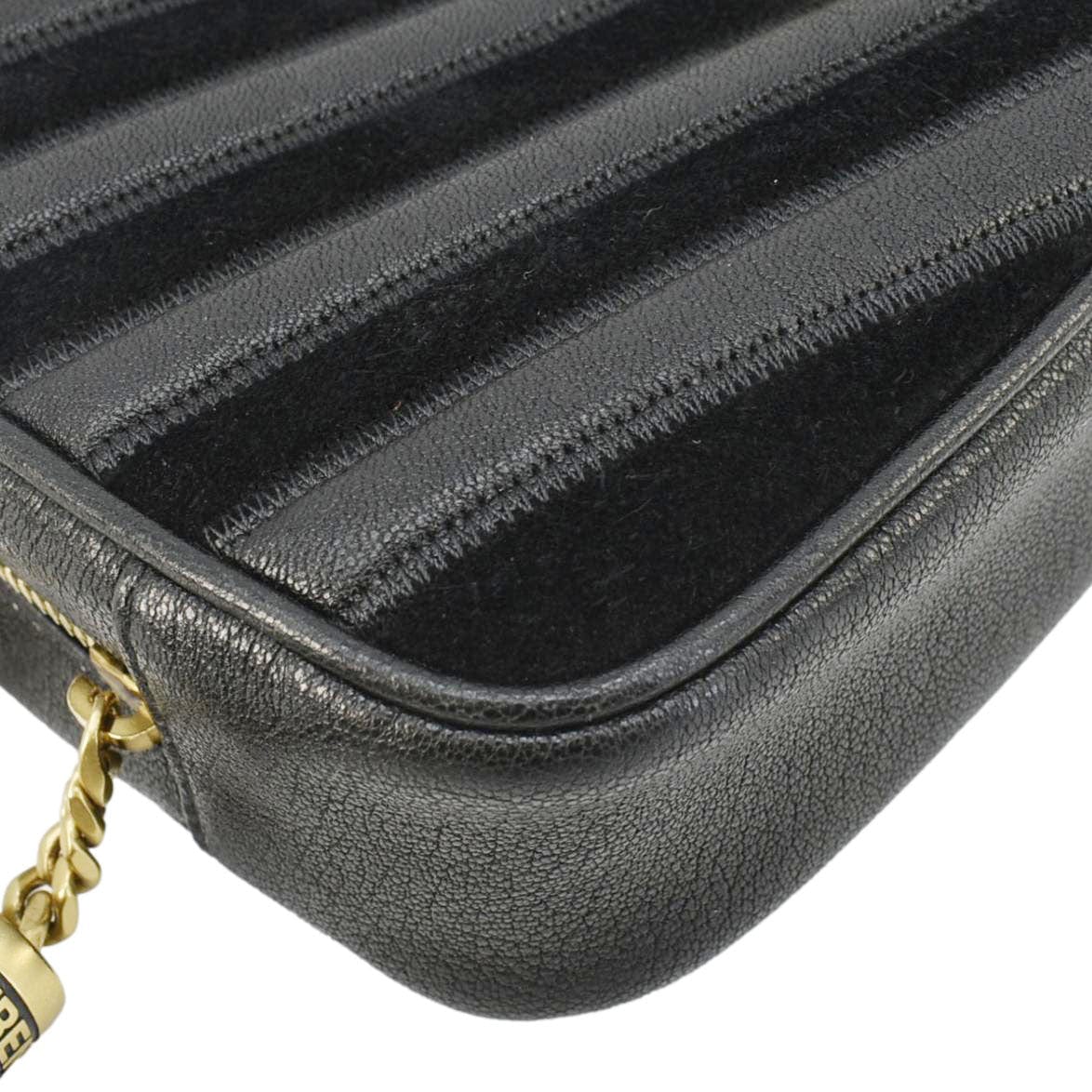 YVES SAINT LAURENT Lou Camera Chevron Leather Crossbody Bag Black