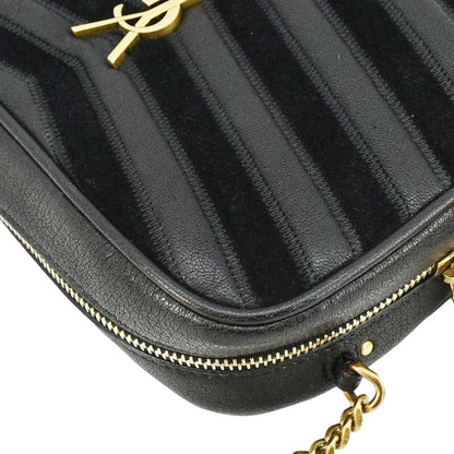 YVES SAINT LAURENT Lou Camera Chevron Leather Crossbody Bag Black