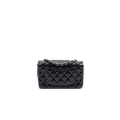 Chanel Mini Rectangular Flap Bag Patent Leather Black with L