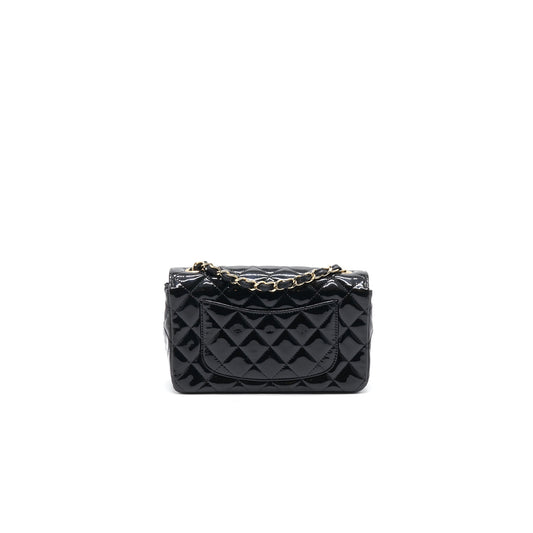 Chanel Mini Rectangular Flap Bag Patent Leather Black with L