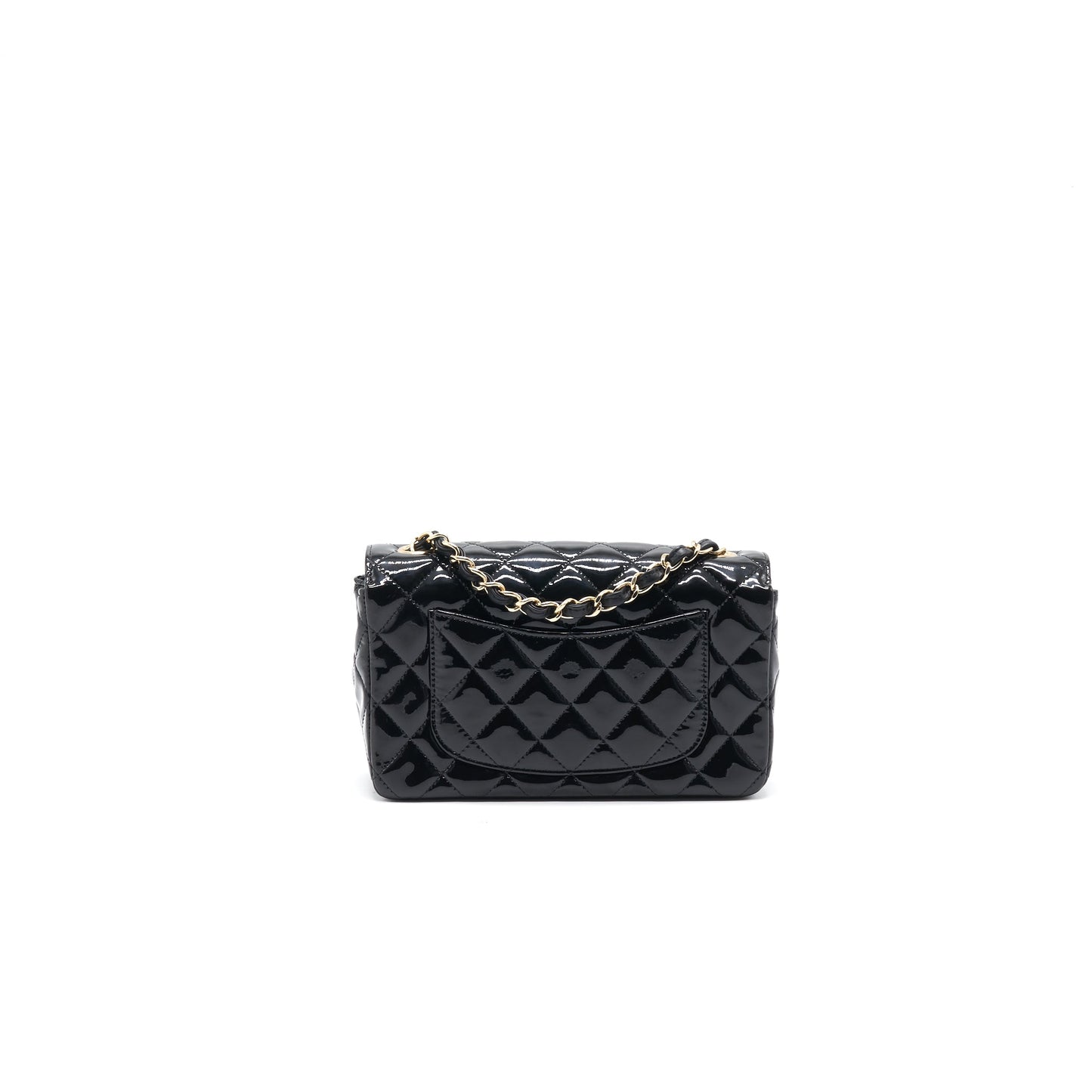 Chanel Mini Rectangular Flap Bag Patent Leather Black with L