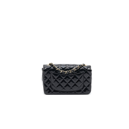 Chanel Mini Rectangular Flap Bag Patent Leather Black with L