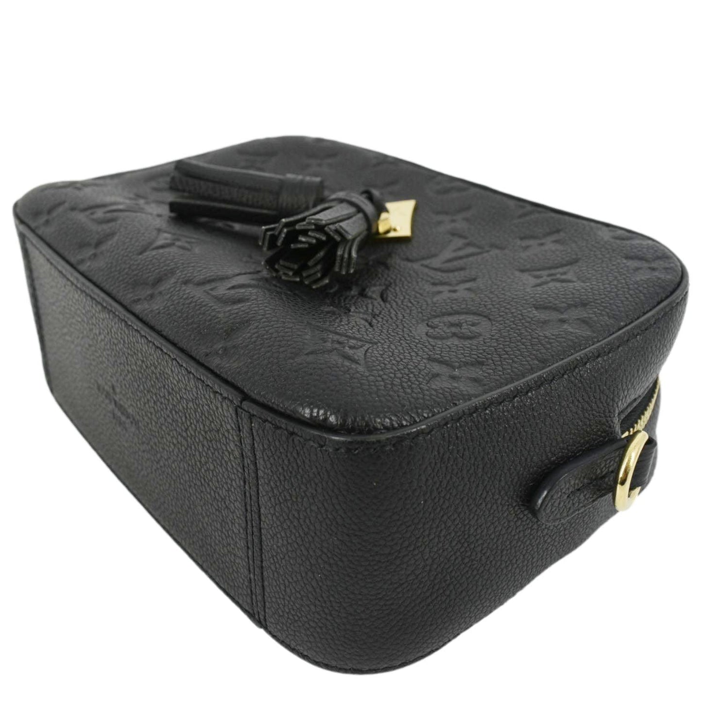 LOUIS VUITTON Saintonge Monogram Empreinte Leather Top Handle Satchel Bag Black