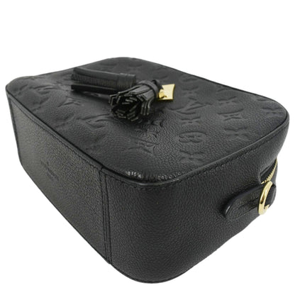 LOUIS VUITTON Saintonge Monogram Empreinte Leather Top Handle Satchel Bag Black