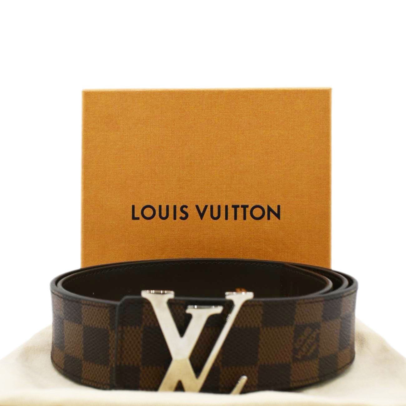 LOUIS VUITTON  LV Initiales Damier Ebene Belt Brown