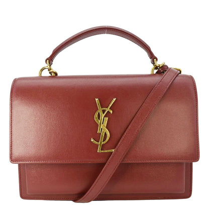 YVES SAINT LAURENT Sunset Leather Shoulder Bag Red