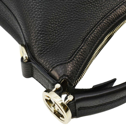 GUCCI Miss GG Original Pebbled Calfskin Leather Hobo Bag Black 326514