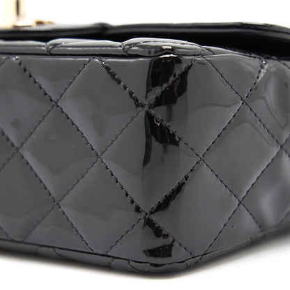 Chanel Mini Rectangular Flap Bag Patent Leather Black with L