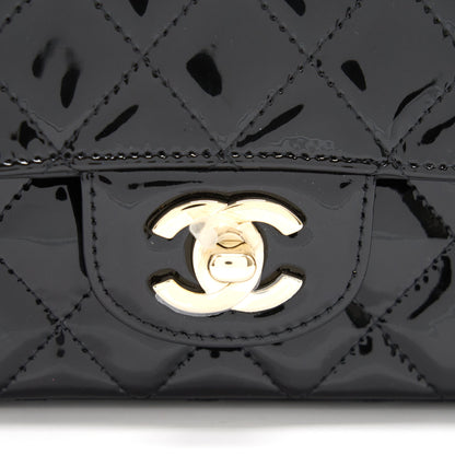 Chanel Mini Rectangular Flap Bag Patent Leather Black with L