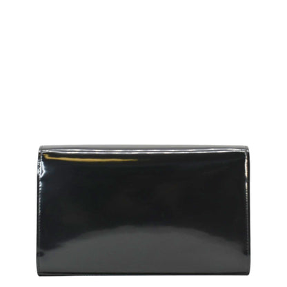 YVES SAINT LAURENT Cassandre Patent Leather Chain Wallet Black