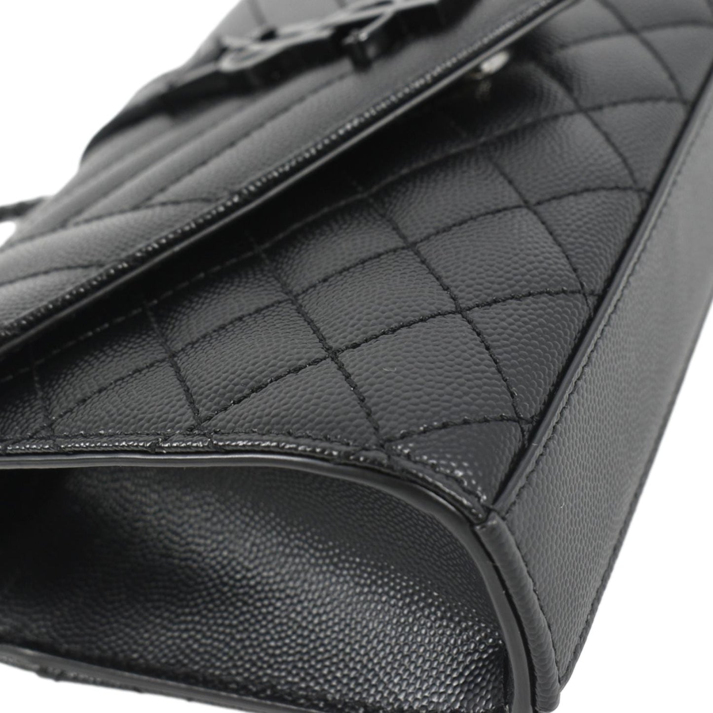 YVES SAINT LAURENT Grain De Poudre Embossed Leather Crossbody Chain Bag Black