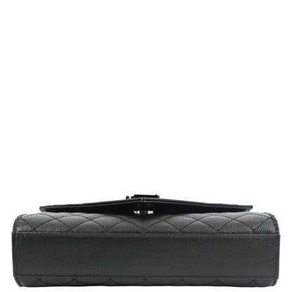 YVES SAINT LAURENT Grain De Poudre Embossed Leather Crossbody Chain Bag Black