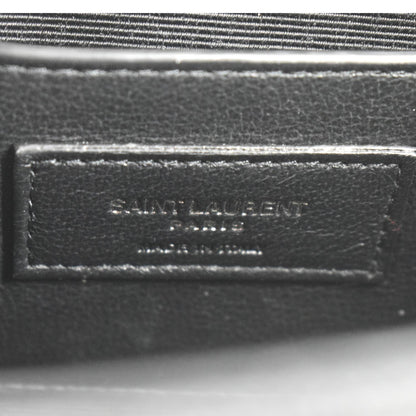 YVES SAINT LAURENT Grain De Poudre Embossed Leather Crossbody Chain Bag Black