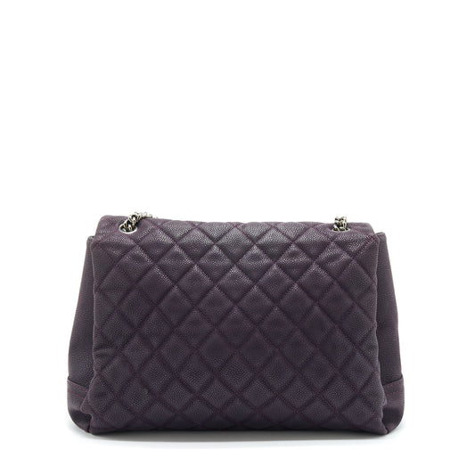 Chanel Flap Tote Bag With Chain Grained Calfskin Dark Purple
