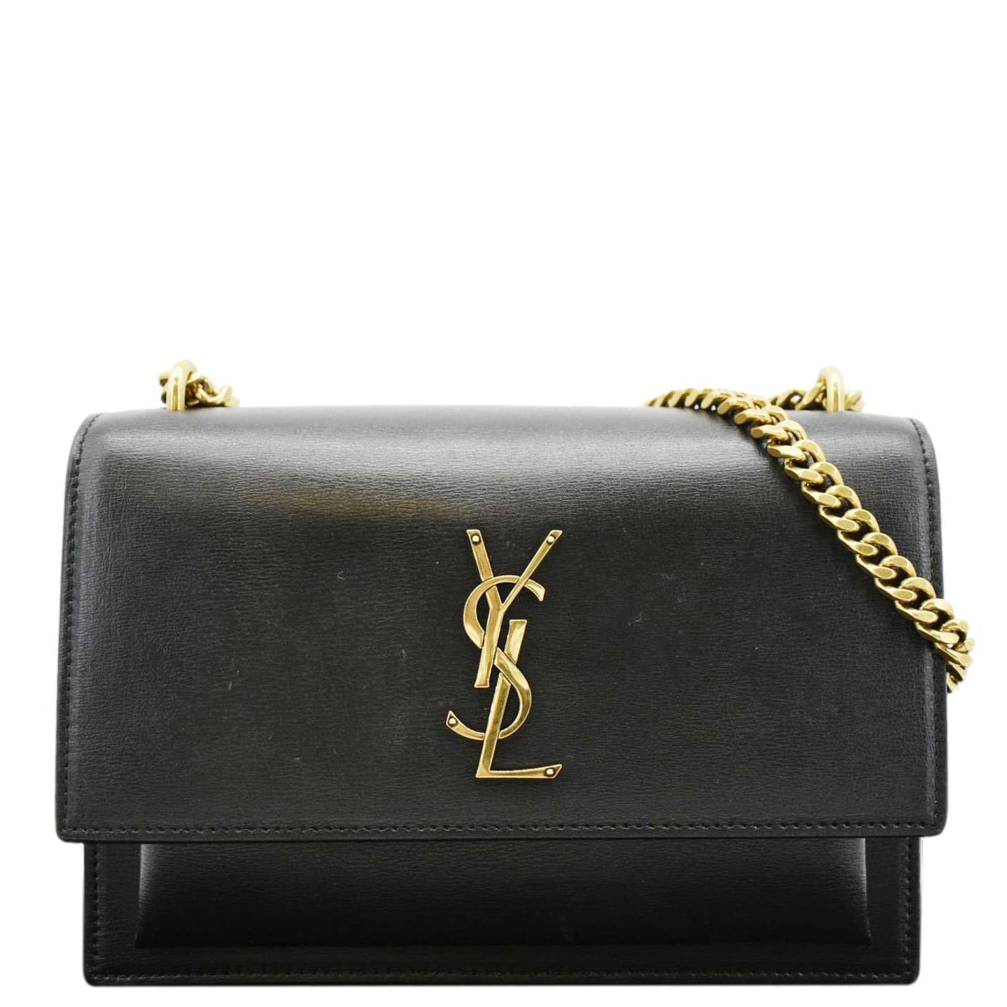 YVES SAINT LAURENT Monogram Sunset Medium Leather Shoulder Bag Black